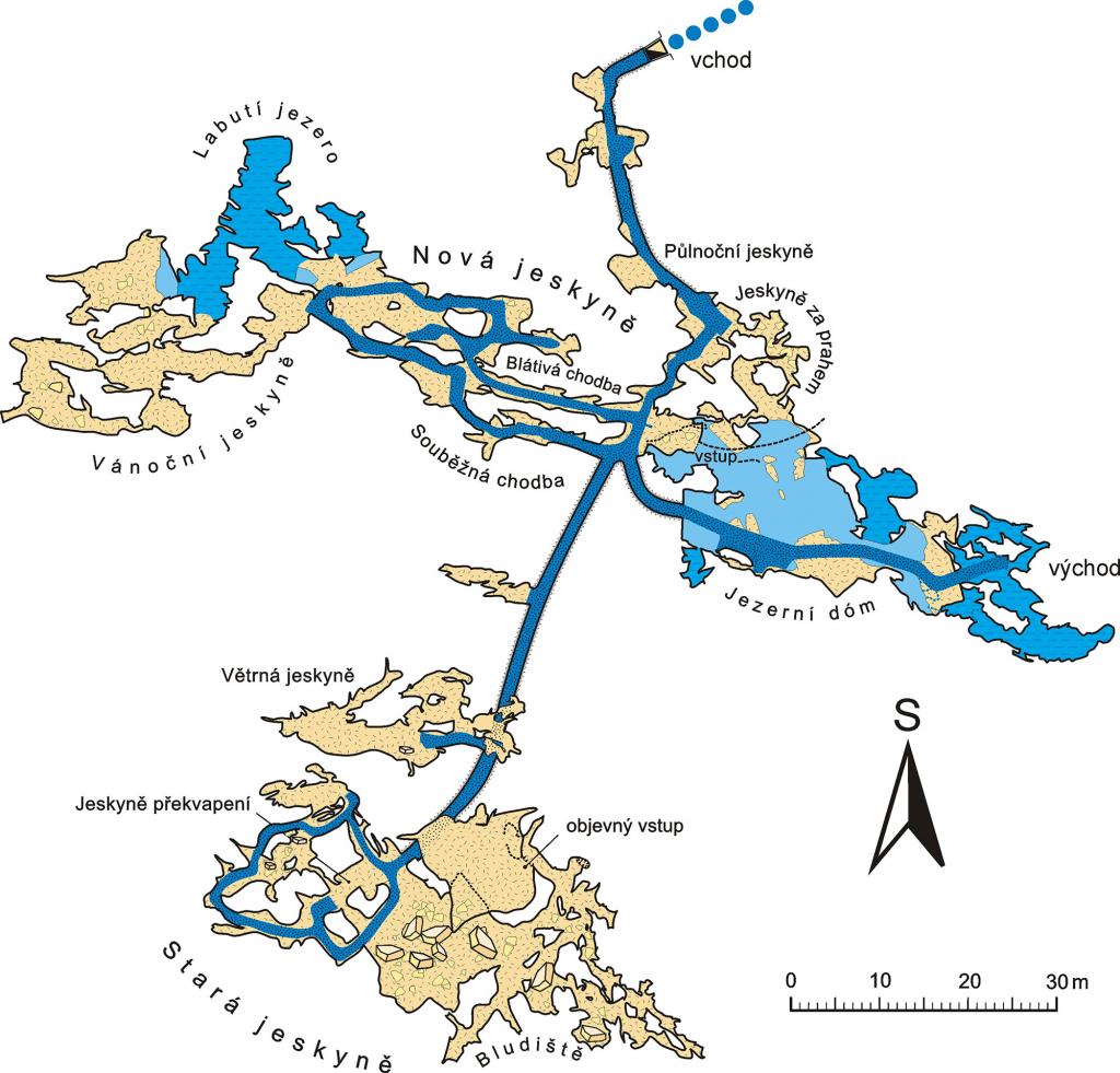 mapa Bozkovských dolomitových jeskyní